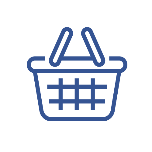 Icon of a shopping basket with a grid design and two upright handles