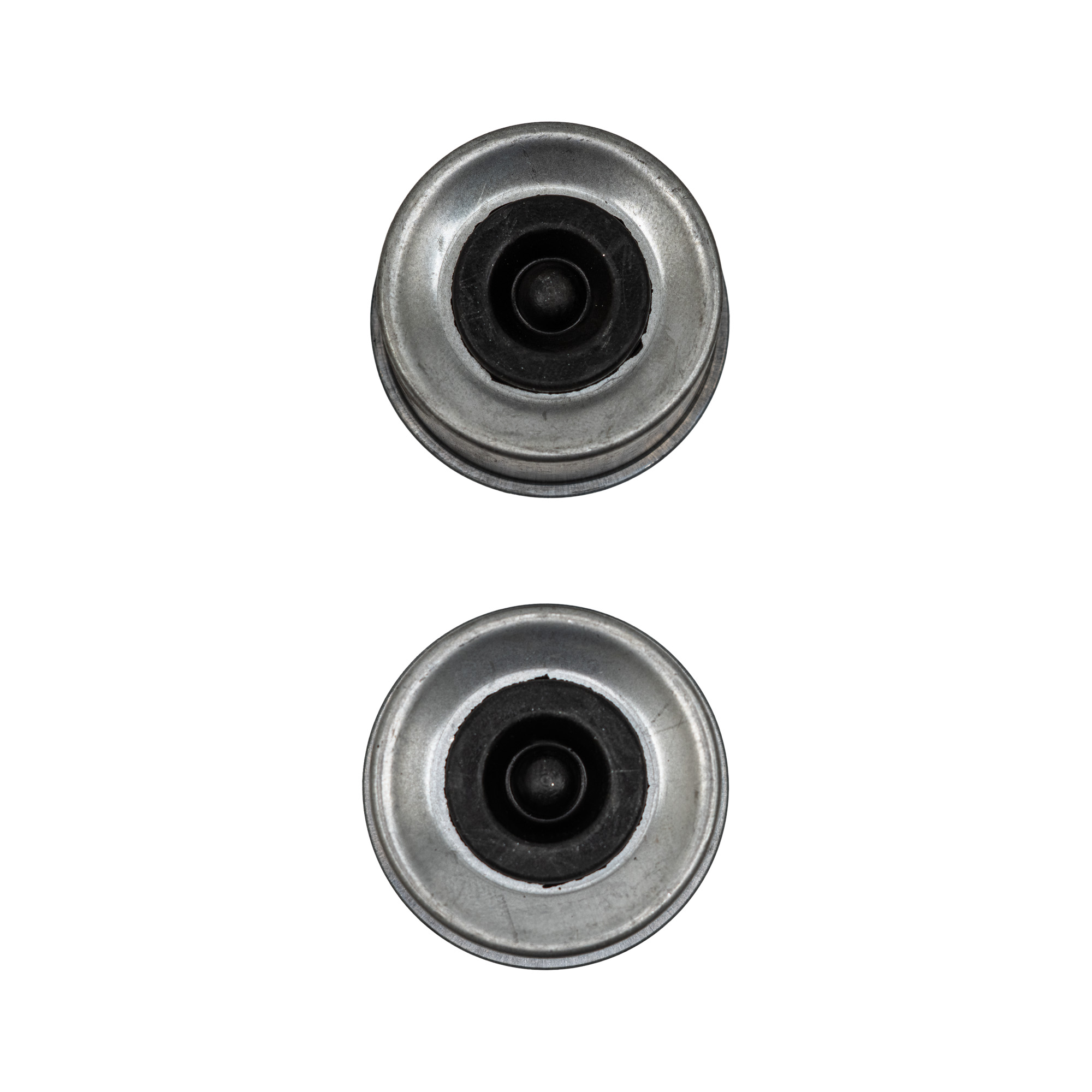Genuine AxleTek 2.44 inch lubed trailer dust cap kit pack of 2 with rubber plugs