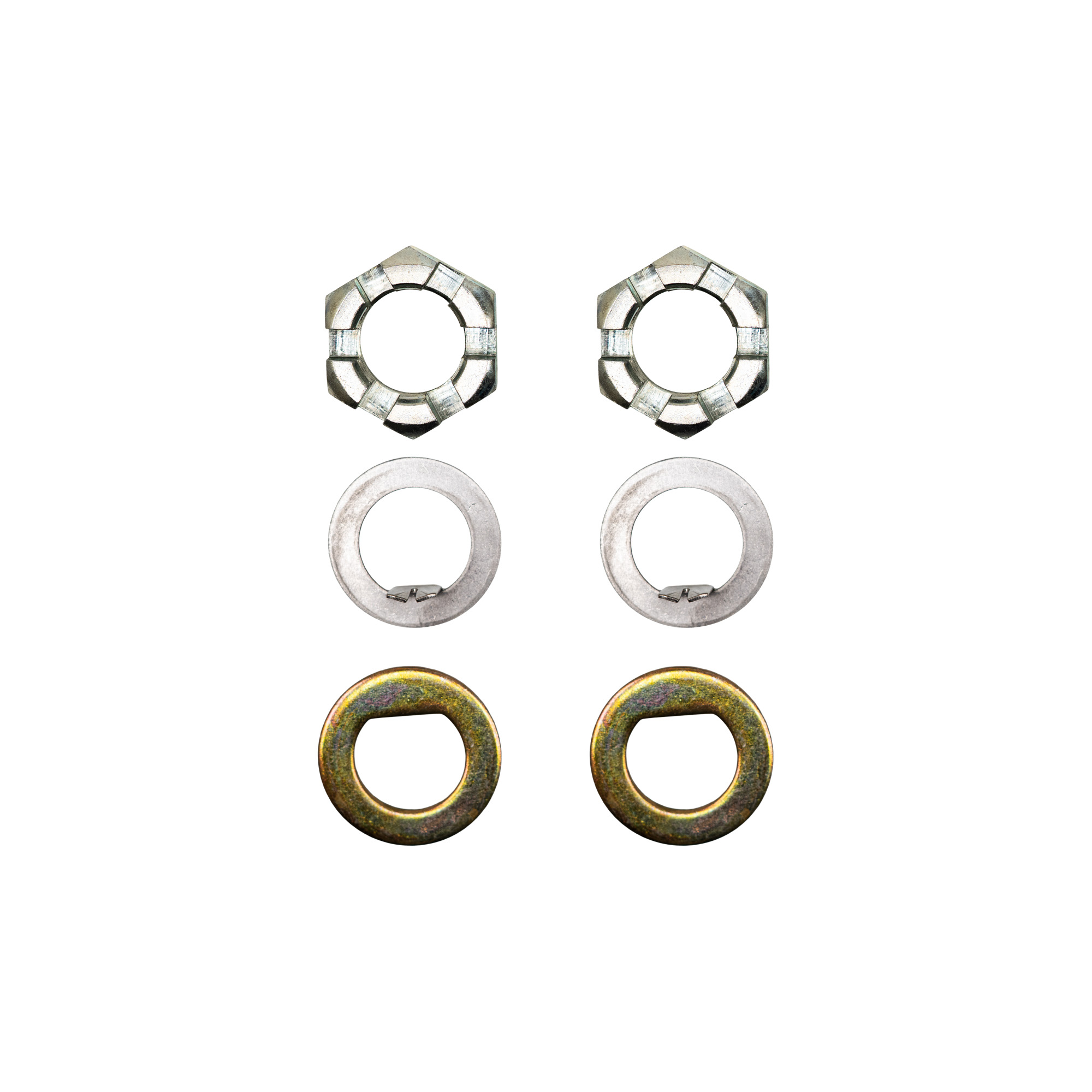 Genuine AxleTek trailer castle nut kit with D washers and tang washers pack of 2