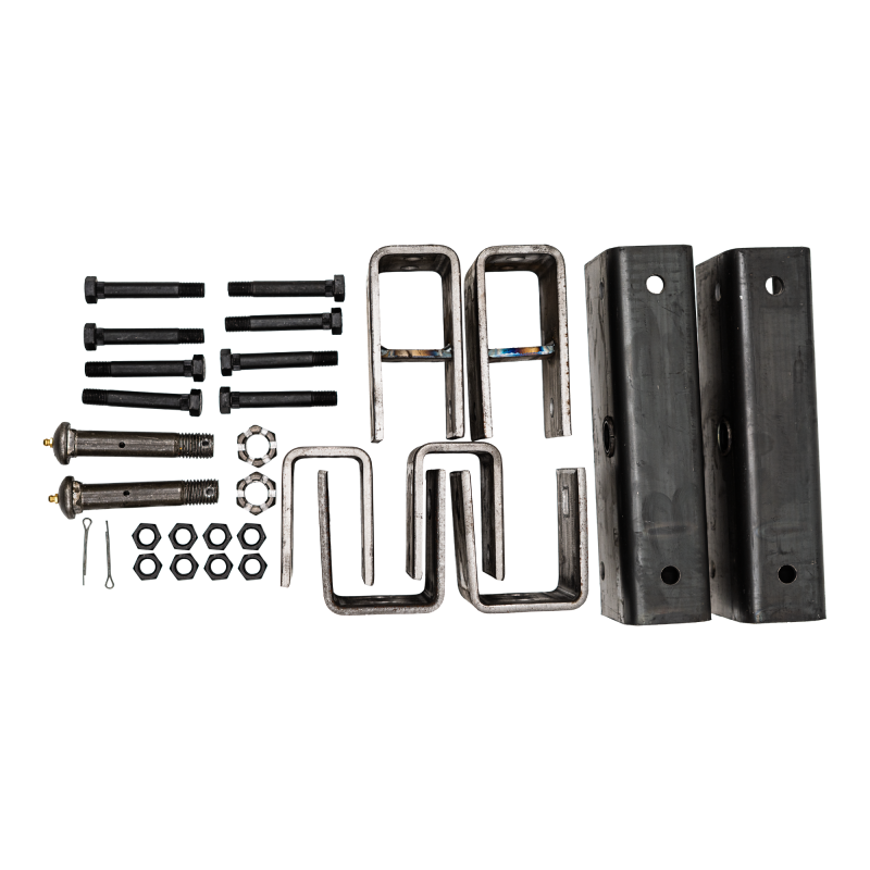 Genuine AxleTek heavy duty tandem axle hanger kit APT6SE-HD components laid out