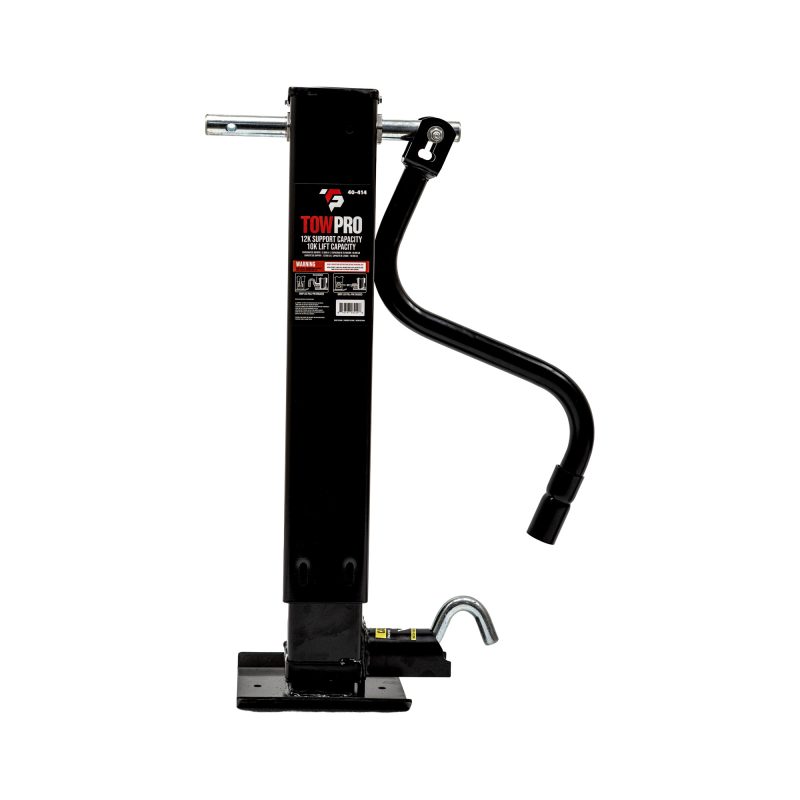 Heavy duty 12,000 lb square weld on trailer jack with side pin and spring return