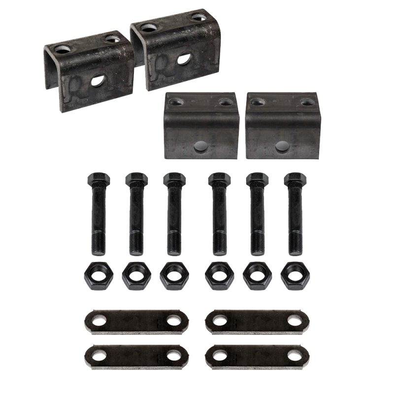 Genuine AxleTek single axle trailer hanger kit APS1 components laid out
